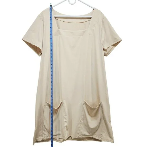 Elegant Cream Short Sleeve Dress - Picture 6 of 8